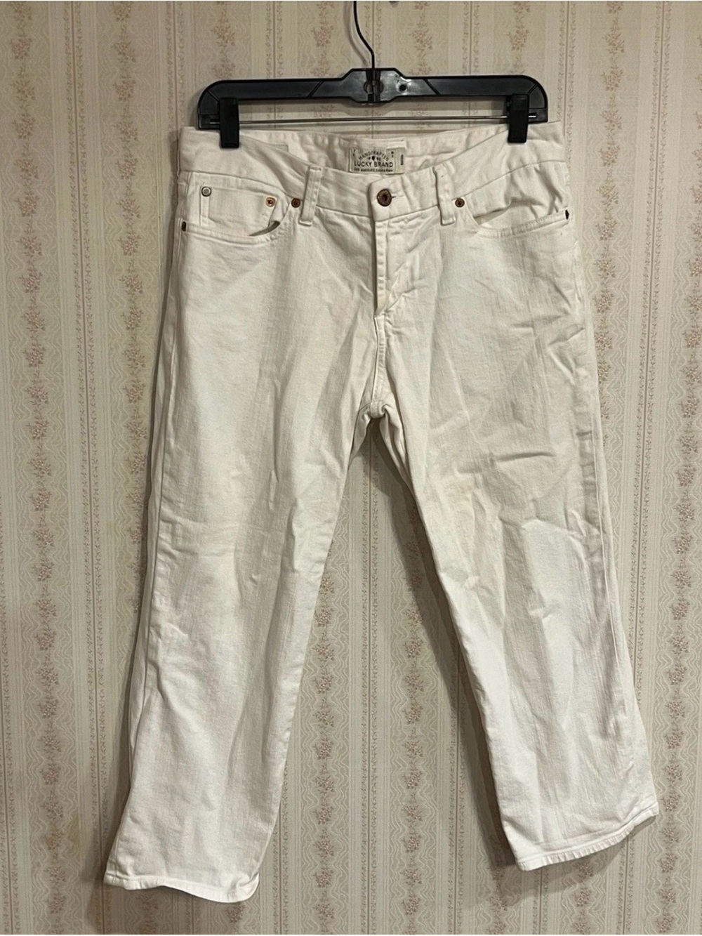 White Cropped Straight-Leg Jeans - Picture 1 of 16